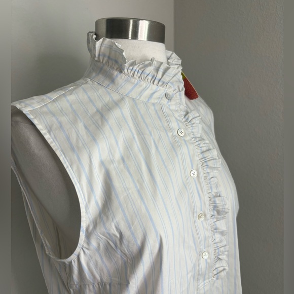 NEW TORY BURCH RUFFLE BUTTON SHIRT SLEEVES 10 - Picture 6 of 9